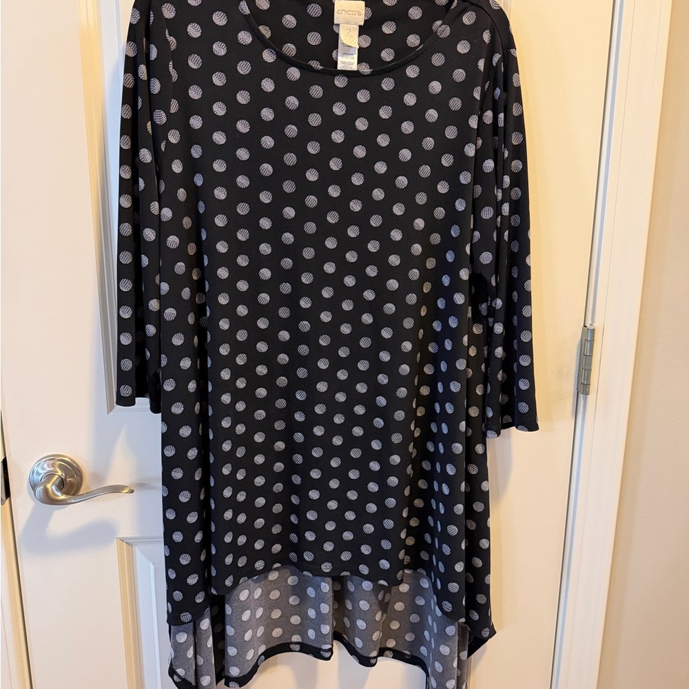 Elegant Black and White Polka Dot High Low Dress